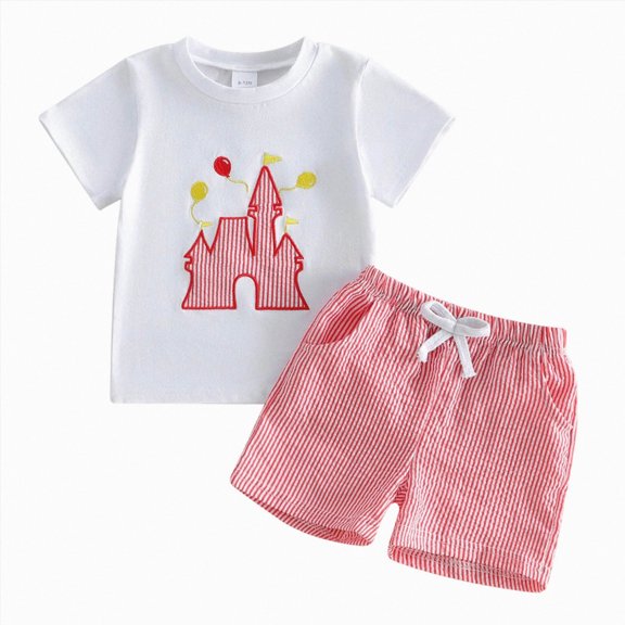 Summer Outfits For Boys,Casual Sets For Little Girls,Toddler Kids Baby Boys Girls Trendy Cute Short Sleeve Print Casual Suit 6-12 Months 12-24 Months 2t 3t 4t 5t 6t 7t Children,Knit(Red,4-5 Years)