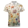 thumbnail image 4 of Watercolor Wildflowers Spring Summer (10) Men Zipper T-shirt Summer Casual Short Sleeve T-shirt Top, 4 of 7