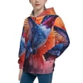 thumbnail image 2 of Naloa Vibrant Hummingbird Watercolor Art Teenage Zipper Hoodie, Long Sleeve Zip Up Hoodies Casual Jackets Tops for 7-12 Years-Medium, 2 of 6