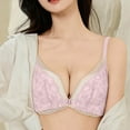 thumbnail image 6 of Bras for Women Large Bust Plus Size Women's Cross-Back Lace Push up Bra Solid Wireless Front Closure Comfortable Seamless Underwear Bralette Purple L, 6 of 6