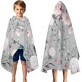 thumbnail image 3 of Pioneer Flower Floral Print Pattern Hooded Bath Towel，50"x30" for Ages 3 To 12 Kids, Quick Dry Lightweight Soft Microfiber Hood Beach Towel Cover Up for Kids, 3 of 7