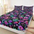 thumbnail image 3 of Manfei Colorful Neon Mushroom Twin Sheet Set,Country Flower Frog,Microfiber Decor For Girl Child,3-Piece, 3 of 7