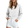 thumbnail image 2 of Jovrlynd Cropped Sweatshirts Women Oversized Long Sleeve Winter Fleece Fashion Soft Comfy Pullover Sweatshirt, 2 of 7
