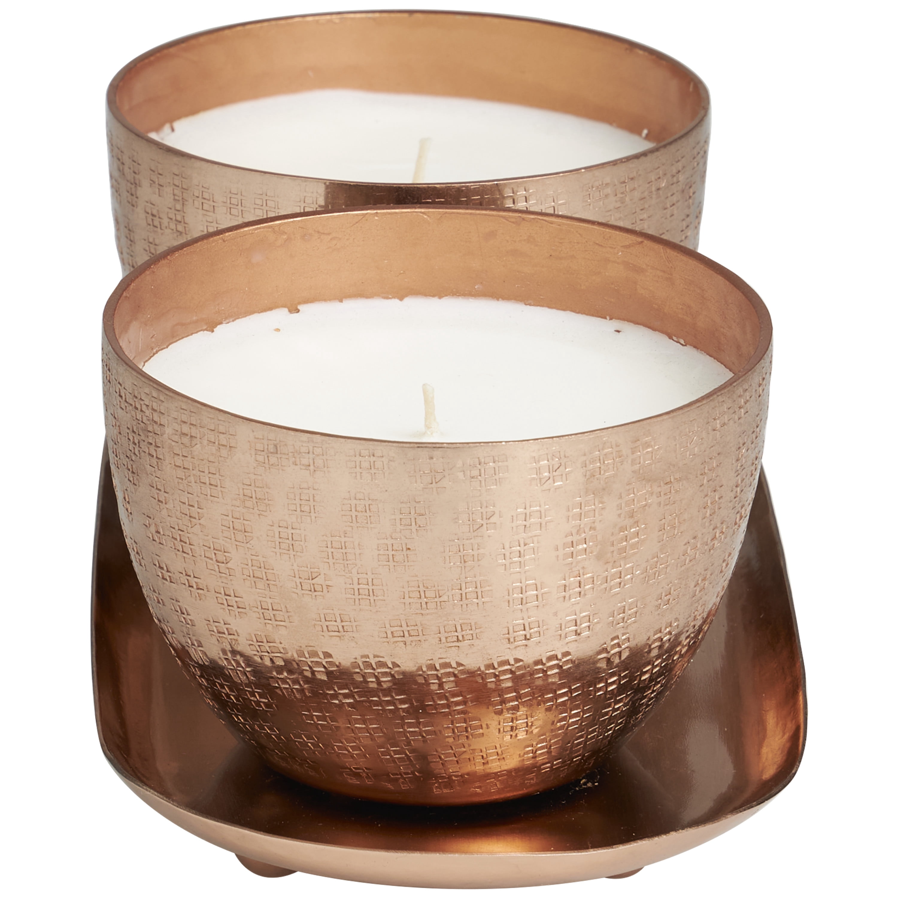 CosmoLiving by Cosmopolitan 2 Holder Copper Metal Sauvignon Blanc Scented Grid Patterned 10 oz 1 Wick Candle with White Wax, (Set of 2)