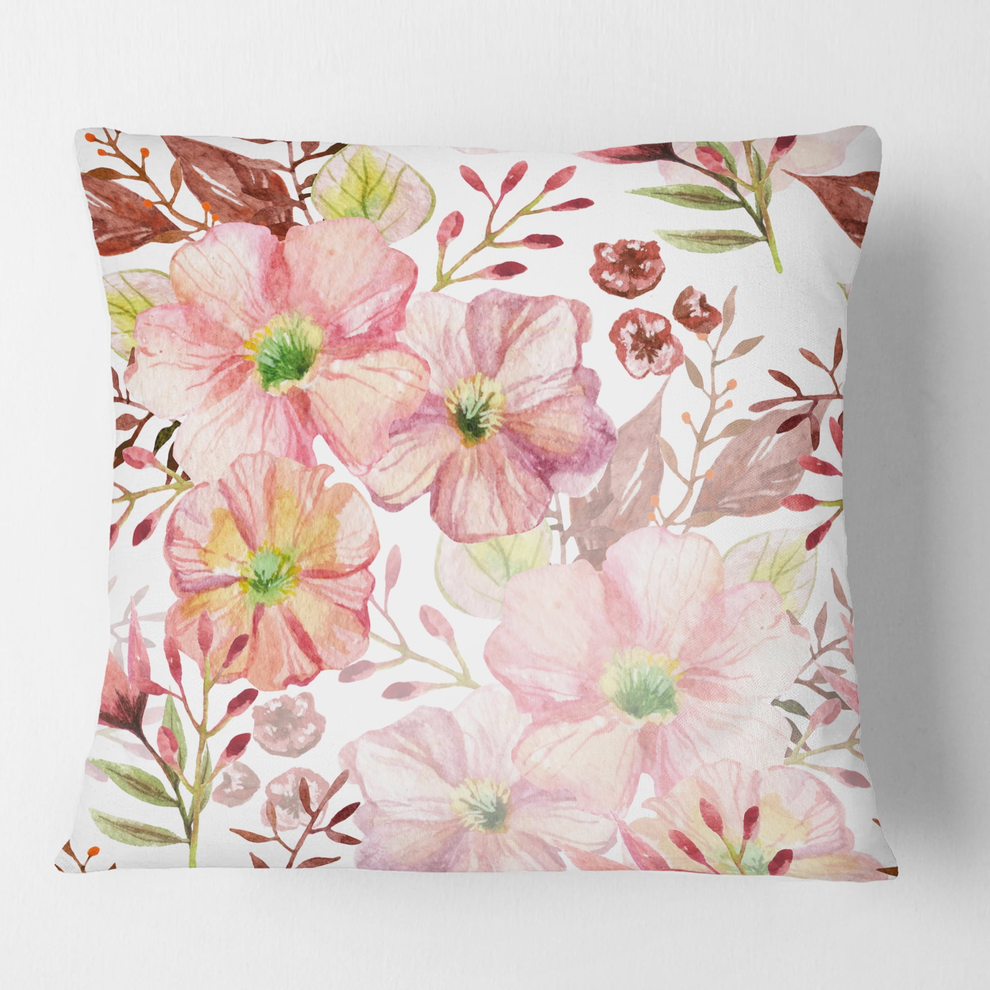 Designart Floral Botanical Retro III' Mid-Century Modern Throw Pillow - 18x18
