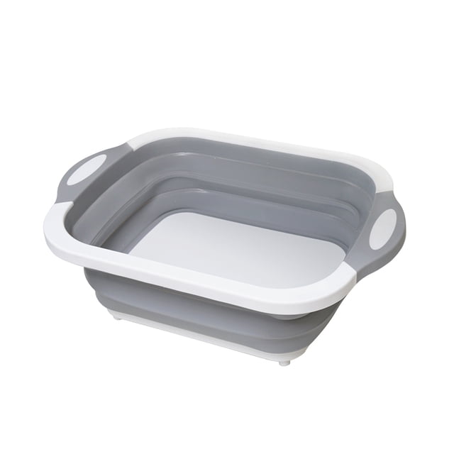 leyfeng Tabla de cortar plegable multifuncional, cuenco portátil de viaje, cesta de drenaje, fregadero, taza plegable, fregadero, hielo plegable