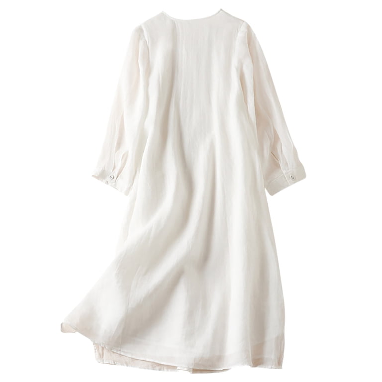 VEKDONE Women's Dress Summer 3/4 Sleeve Maxi Dresses Boho Cotton Linen Long Dresses Casual Flowy Tunic Dresses White,L - Walmart.com VEKDONE Women's Dress Summer 3/4 Sleeve Maxi Dresses Boho Cotton Linen Long Dresses Casual Flowy Tunic Dresses White,L - Walmart.com