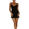 thumbnail image 3 of Biekopu Women Sling Dress, Spaghetti Straps V-neck Tie-up Slim Fit Summer Mini Dress for Club Party, 3 of 8