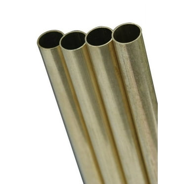 K&S 8141 Decorative Metal Tube, Round, 12 in L, 9/16 in Dia, 0.014 in Wall, Brass Mill