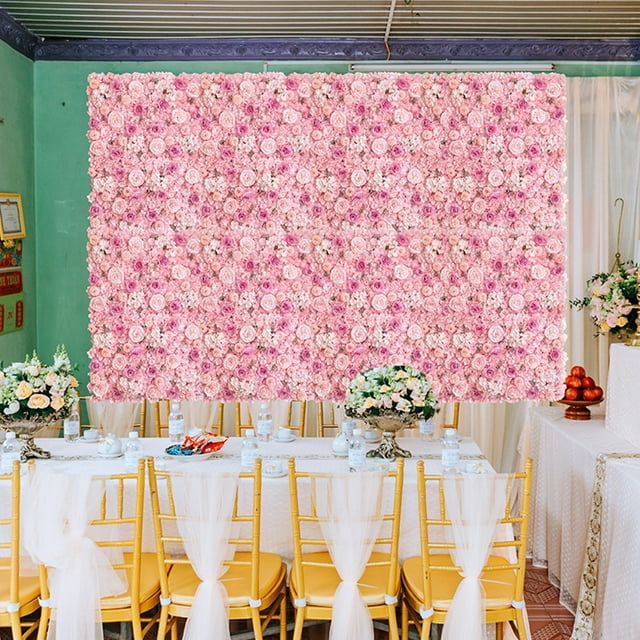 YAOMOBB Flower Wall Panel DIY Square Artificial Rose Flower Wall Panel 3D Floral Backdrop Decoration