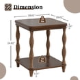 thumbnail image 4 of Boho End Table with Artisan Rope Wrapped Legs, 2 Tier Wood Nightstand Side Table with Storage Shelf for Living Room, Bedroom or Small Spaces, Walnut Brown, 4 of 10