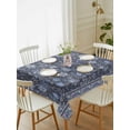 thumbnail image 2 of Navy Blue Floral Rectangle Tablecloth, Ethnic Tribe Abstract Art Flowers Waterproof & StainResistant Tablecloth, Washable Oil-proof Table Cover for Dining/Party/Wedding/Camping/Buffet 60x84 In, 2 of 9
