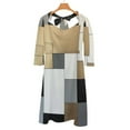 thumbnail image 6 of Geometric Abstract Art Grey Black Gold Women's 3/4 Sleeve Dresses Elegant A-Line Midi Dress Flare Summer Casual Sundress, 6 of 9
