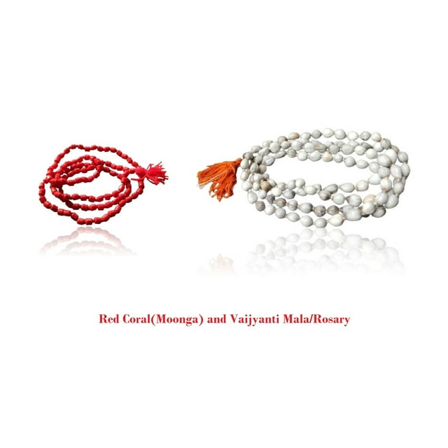 Kamada Combination of Red Coral (Moonga) mala and exquisite Vaijyanti mala,Spritual Necklace/rosary for Women and Men