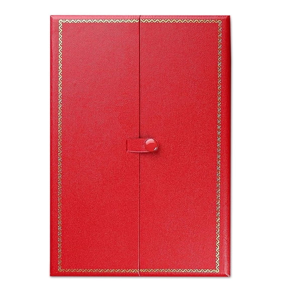Novel Box 2-Door Red Jewelry Box for Necklaces with Gold Trim - Faux Leatherette Storage Case