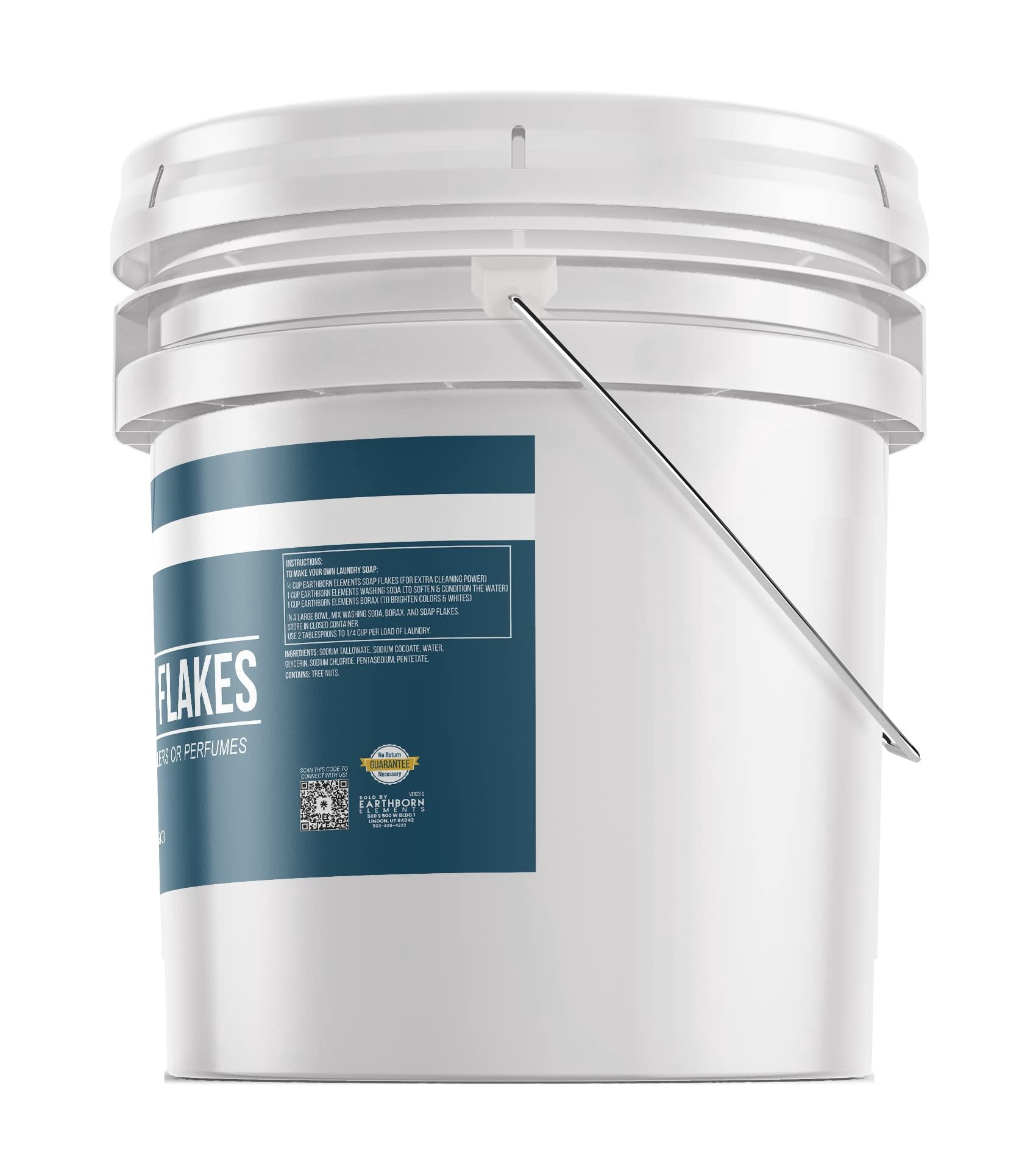 Earthborn Elements Soap Flakes 3.5 Gallon Bucket, Homemade Laundry Detergent, Tallow-Based, Unscented