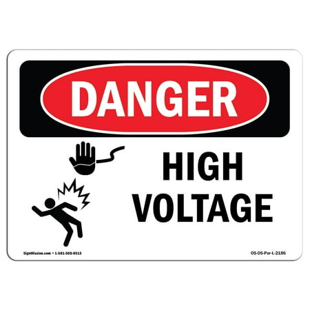Danger High Voltage Tabs - OSHA Danger Sign - High Voltage | Choose from: Aluminum, Rigid Plastic Or Vinyl Label Decal | Protect Your Business, Construction Site, Warehouse & Shop Area | Made in The USA