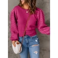thumbnail image 4 of Asyoly Women's Crew Neck Sweater Long Bubble Sleeve Casual Knit Pullover Cute Jumper Winter Tops Knitwear, 4 of 7