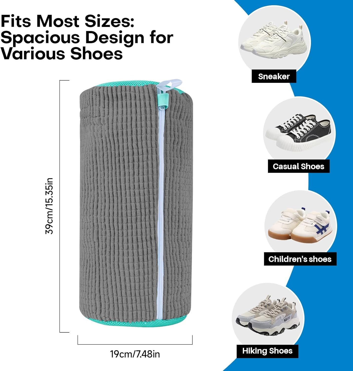 Shoe Washing Machine Bag: Laundry Shoe Bag for Washer and Dryer - 2pc Reusable Shoe Cleaning Bag for Sneaker Tennis Shoes Unstain Cleaner Kit (Gray 2pcs)