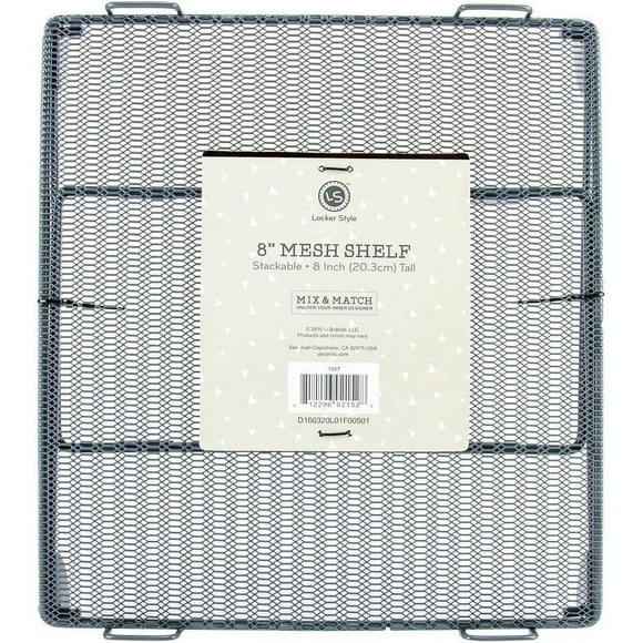 8" Mesh Locker Shelf, Stackable (Grey)