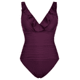 thumbnail image 5 of Firpearl Women's Ruffle One Piece Bathing Suits V Neck Vintage Tummy Control Swimsuit Swimwear, 5 of 6