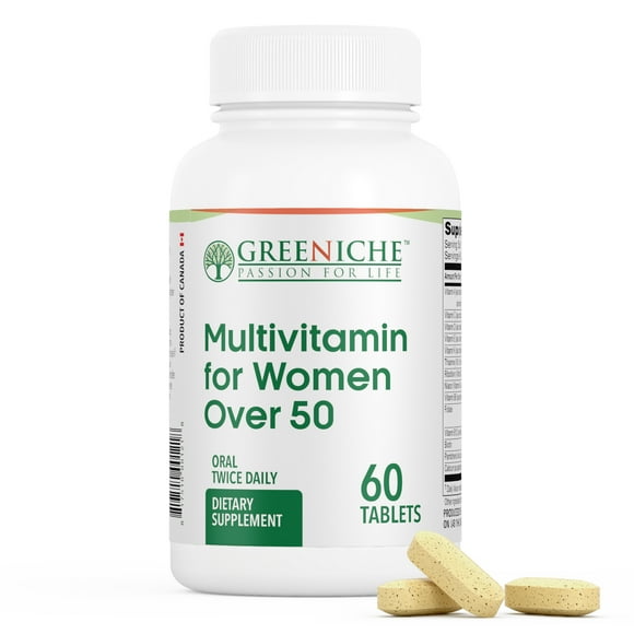 Greeniche Natural | Halal Multivitamin for Women Over 50 | 60 Tablets | All Nutritional Requirement for women