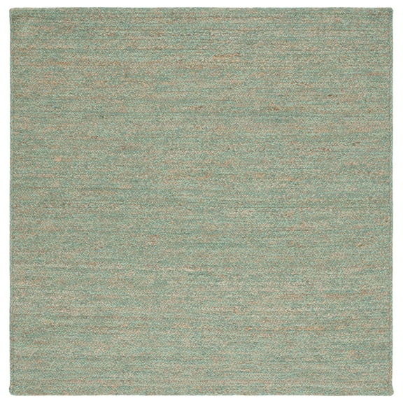 SAFAVIEH Natural Fiber Geordie Solid Area Rug, Green/Natural, 6' x 6' Square