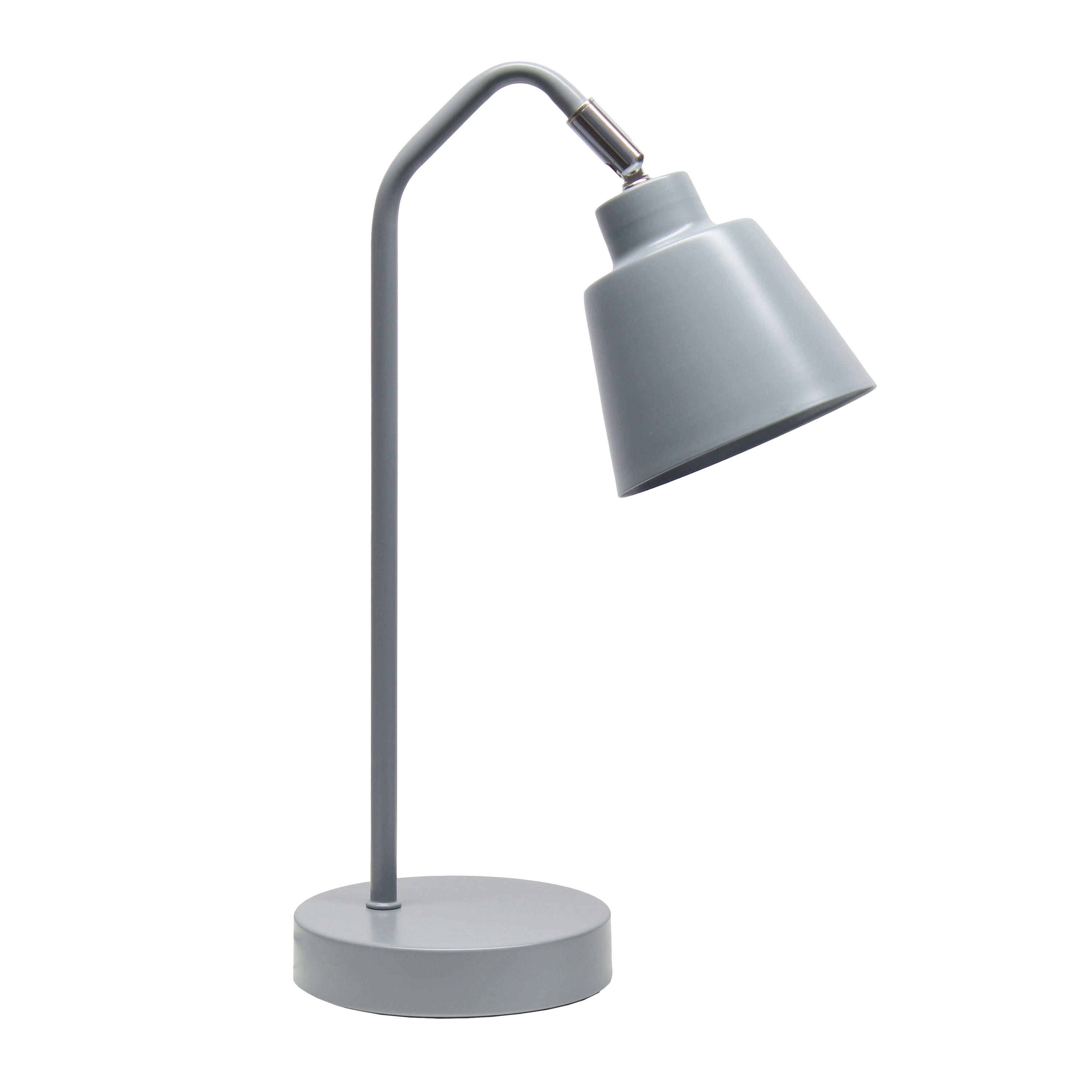 Mod Lighting and Decor Angled Arm Desk Lamp with Adjustable Cone Shade - 16" - Gray