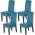thumbnail image 1 of Velvet Dining Chair Covers Stretch Chair Covers for Dining Room Set of 4 Parson Chair Slipcovers Chair Protectors Covers Dining, Soft Thick Solid Velvet Fabric Washable, Peacock blue, 1 of 5