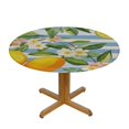 thumbnail image 3 of Nawypu  Round Fitted Tablecloth Stripes Lemon Flower Fruits Pattern Table Cloth with Elastic Edged Waterproof Wipeable Round Table Cover for Patio Parties Outdoor Decor, 3 of 7