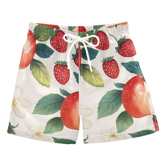 FORMRS Boys Swim Trunks Quick Dry Mesh Liner Boardshorts Sizes XS-XL, Strawberry Pattern