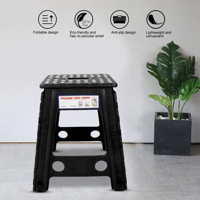 Foldable Step Stool Plastic Folding Stool Portable Living Plastic Dots Folding Step Stool Anti-slip Foldable Adults Chair