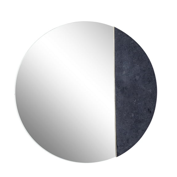 DecMode 28" x 28" Black Wall Mirror with Marble Accent