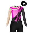 thumbnail image 5 of YONGHS Kids Girls Gymnastics Bodysuit with Shorts Hair Scrunchie Set Ballet Dance Leotard Unitards Hot Pink 10, 5 of 7