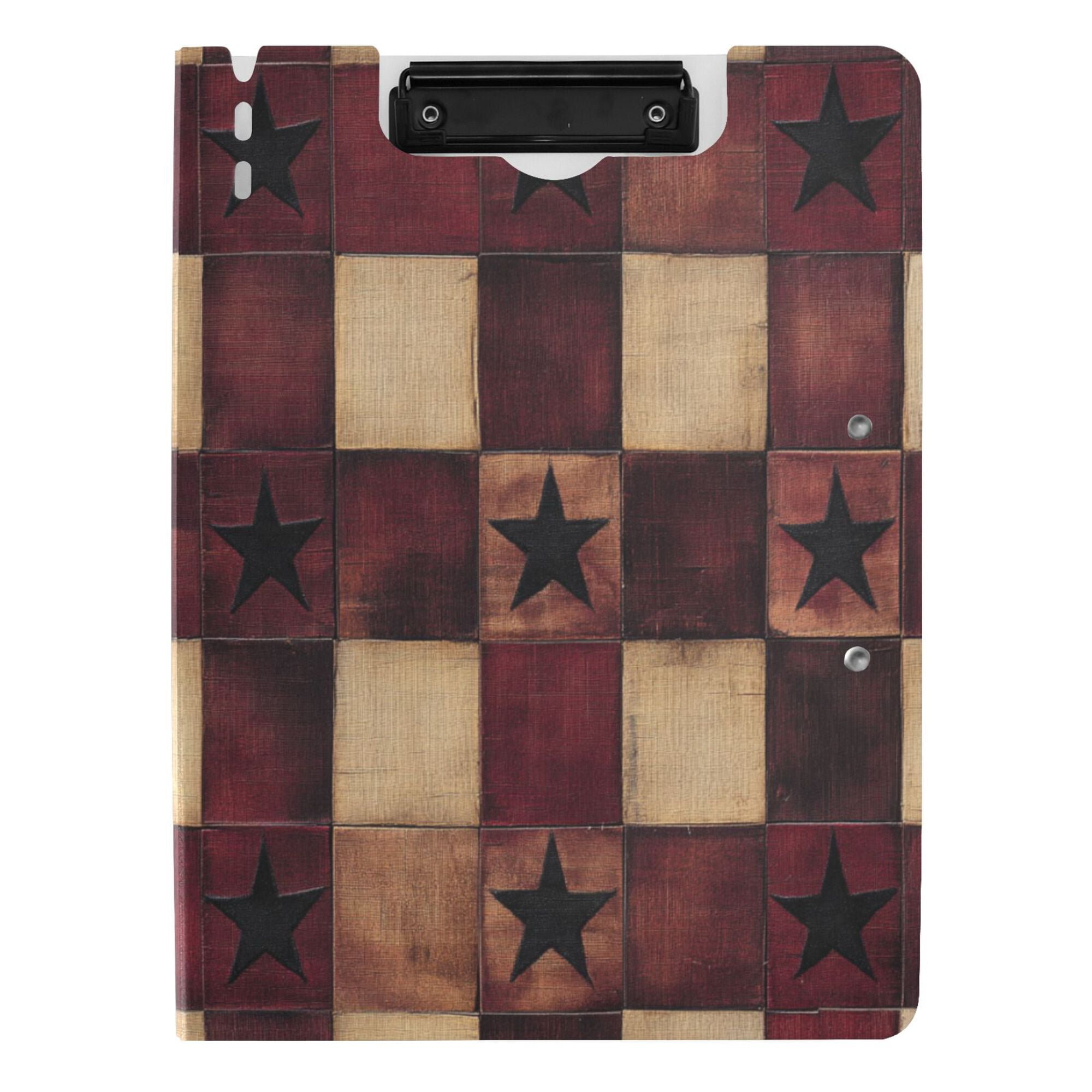 FORMRS A4 Clipboard Folder with Pen Holder Horizontal Foldable School Office Binder, Star Spangled Squares