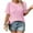 Pink, variant on Plus Size Tops Women'S Plus Size T-Shirt, Casual Loose Fit Short Sleeve Top with Pleated Detail, Soft Round Neck Blouse for Everyday Wear, Available In Sizes Large to 5Xl Womens Pl