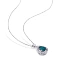 thumbnail image 3 of Everly Women's Created Emerald and Created White Sapphire Teardrop Halo Pendant with Chain, 3 of 9