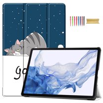 Allytech Galaxy Tab S9 X710 Case 11", PU Leather Hard Back Cover Auto Sleep Wake Shockproof Protective Kickstand Slim Case Shell for Samsung Galaxy Tab S9 11" - Cat