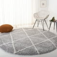 thumbnail image 2 of SAFAVIEH Fontana Catrina Geometric Shag Area Rug, Grey/Cream, 6'7" x 6'7" Round, 2 of 10