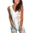 thumbnail image 2 of gakvbuo Summer Plus Size Tank Top for Women Summer Tops Dressy Casual Trendy V Neck T Shirts Rolled Sleeveness Tie Dye Gradient Printed Side Split Vest Blouse Tee, 2 of 7
