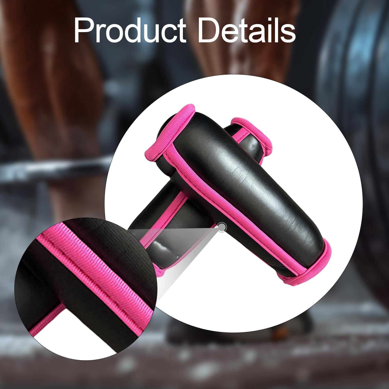 funtasica 2Pcs Handle Weights Soft Dumbbells Total 1lb Workout with Hand Strap Walking Weights for Cardio Mom Dad Women Men Gym Fitness Black Pink