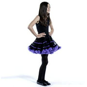 BellaSous Tulle Skirt with Contrast Ruffles & Satin Accent Binding for Halloween Costume, Vintage Style, Party wear and Festive Look Crinoline Black/Purple