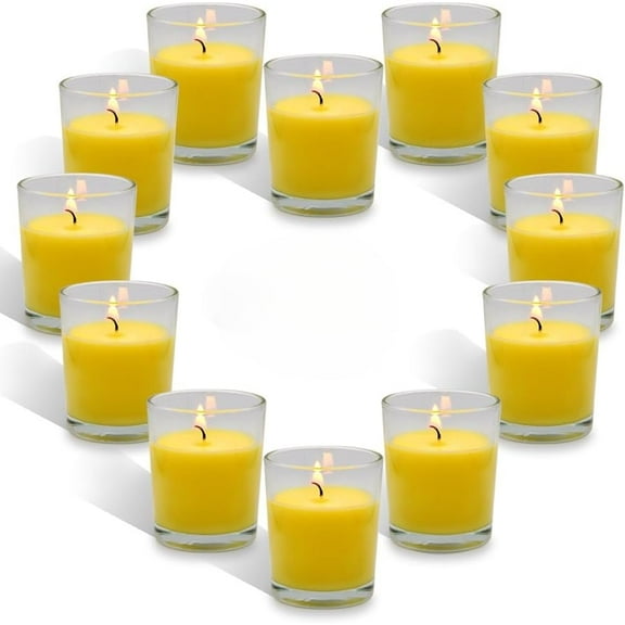 NeoMart - 12 Pack Small Citronella Candles Outdoor and Indoor Soy Wax Glass Votive Candles for Party Dinner and Camping - 12 Hours Burn Time