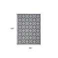 thumbnail image 5 of HomeRoots 505656 7 x 10 ft. Blue Fleur De Lis Stain Resistant Non Skid Rectangle Area Rug, 5 of 5