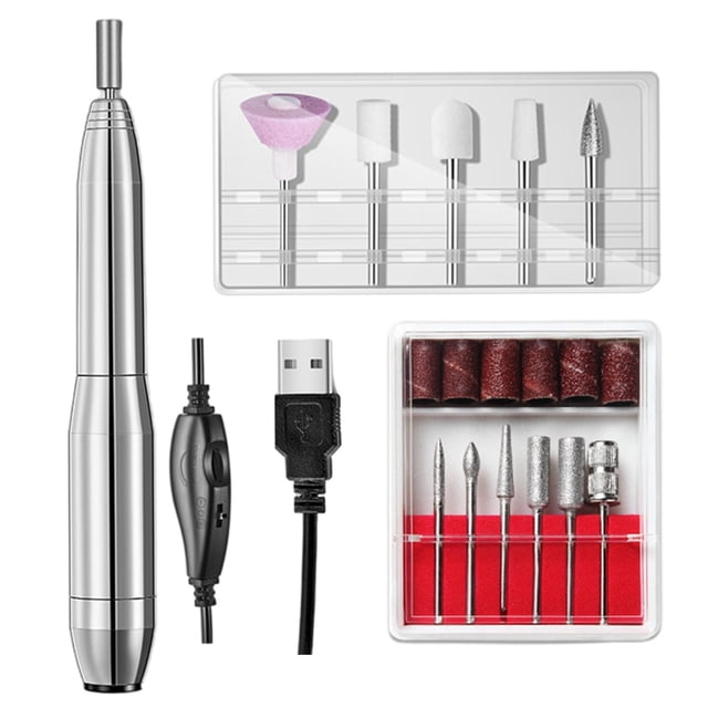 Taladro de uñas eléctrico Brocas de archivo intercambiables profesionales para mujeres plata Sunnimix Taladro de uñas