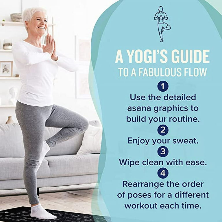 Yoga Mat for Women and Men, Non-Slip Instructional Mats for Printed Poses  for Beginner 