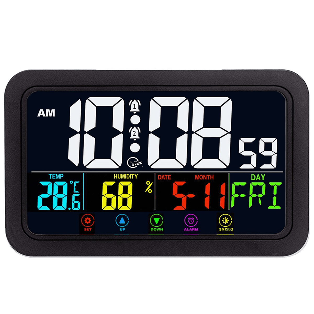 Digital Wall Clock, Digital Clock Battery Operated,8 Inch Desk Clock with Temperature Humidity Day Date Black