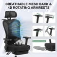 thumbnail image 7 of Homall Ergonomic Office Chair with Footrest, High Back Mesh Computer Desk Chair with Adjustable Headrest, Armrest & Back Support, Black, 7 of 7
