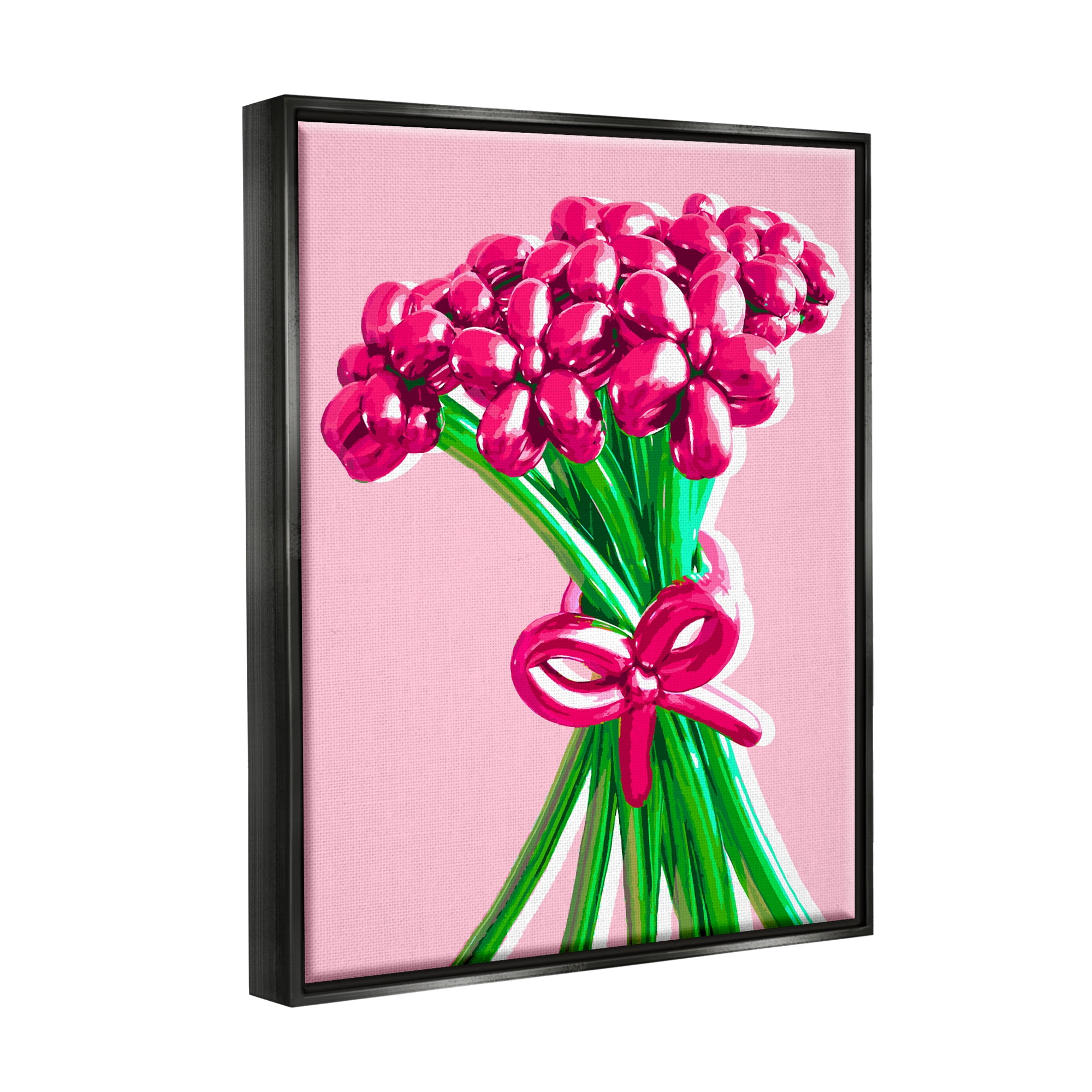 Stupell Industries Balloon Flower Bouquet Abstract Painting Black Floater Framed Art Print Wall Art, 17 x 21