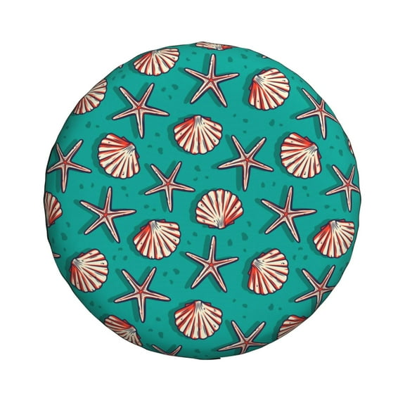 Haiem Spare Tire Cover , Wheel Cover with Starfish and Shell printed, Camper Spare Tire Cover Fit for Jeep Wrangler Rv SUV Truck Travel Trailer-14 inch